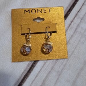 Monet Faceted Crystal Bead Dangle Drop Earring